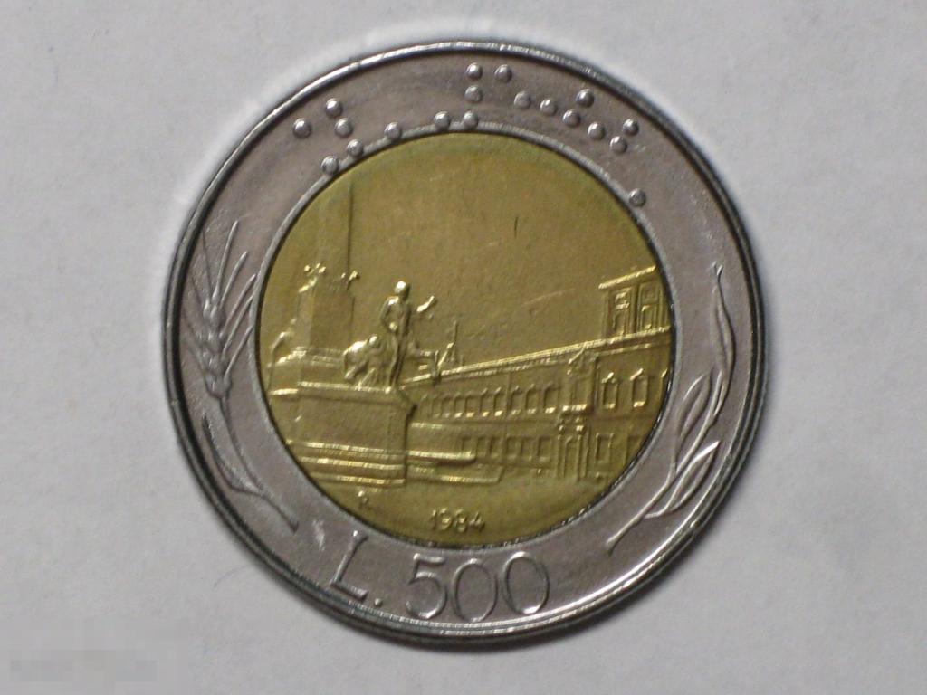 Италия 500 лир 1984 биметалл 