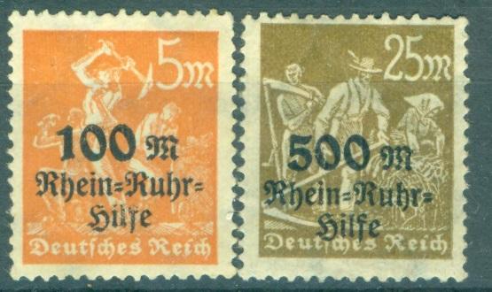 Германия Веймарская республика 1923 г. стандарт Помощь Рейну и Руру  негашеная *