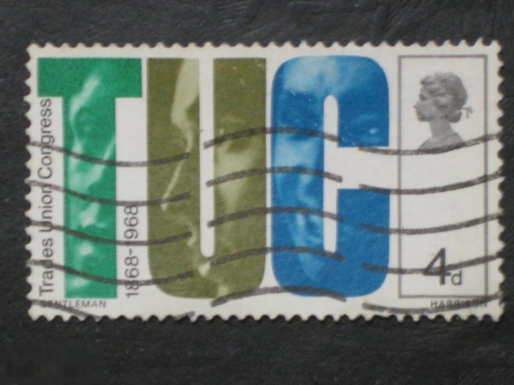 Великобритания 1968 Юбилеи "ТУК" и профсоюзные активисты марка 4d 