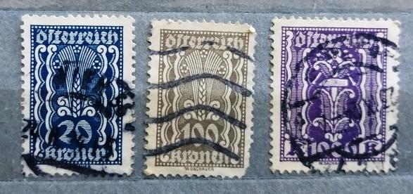 Австрия 1922-23 Стандарт Агрокультура Индустрия Sc# 260, 268, 281 Used