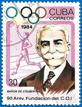 Куба 1984 MiNr 2866. 90 лет МОК. Кубертен. (0.6 € / 0.5 $) CTO