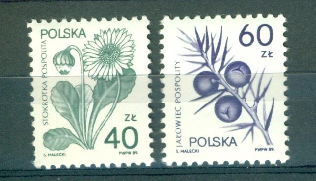Польша 1989 г. стандарт Цветы  негашеная**