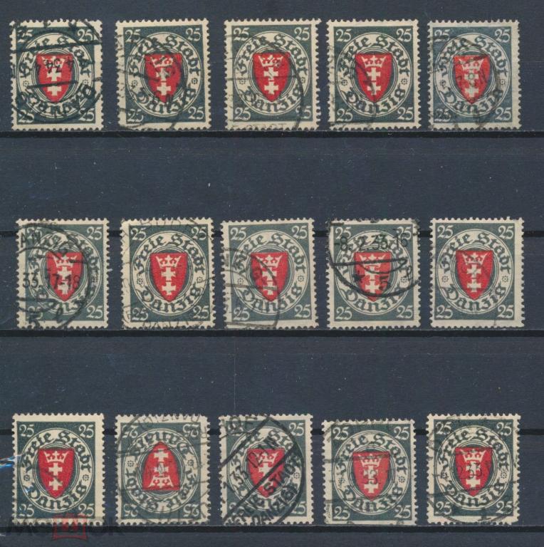 ДАНЦИГ. Кат. 5060 р. Гербы. Стандартные марки.