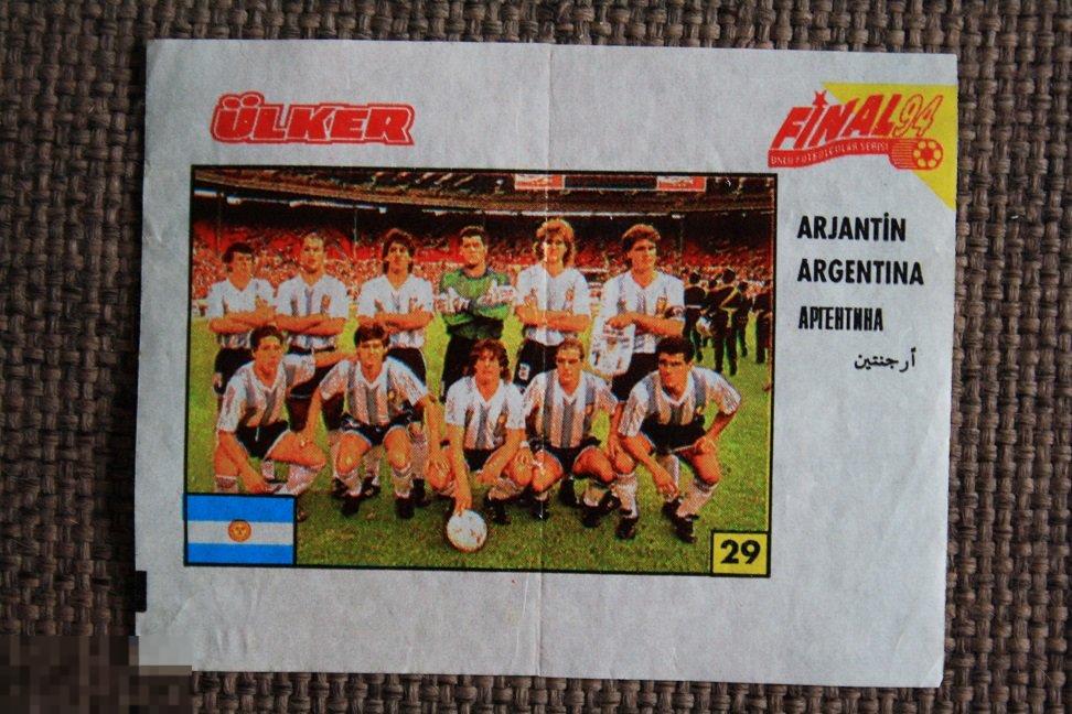 Вкладыш от жвачки FINAL 94 1-40 Ulker футбол №29 Аргентина 