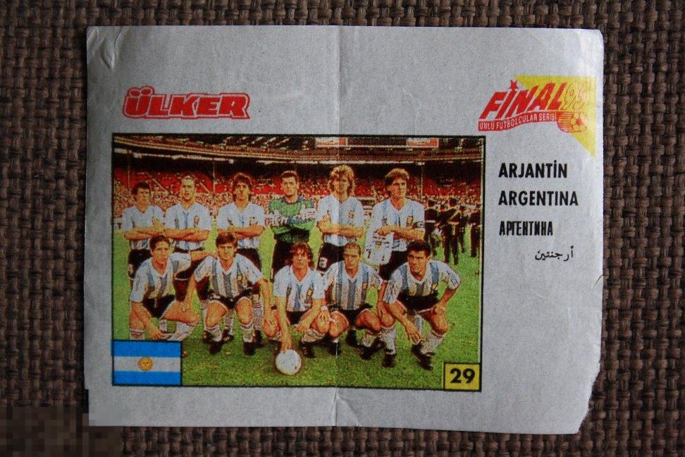 Вкладыш от жвачки FINAL 95 1-40 Ulker футбол №29 Аргентина 