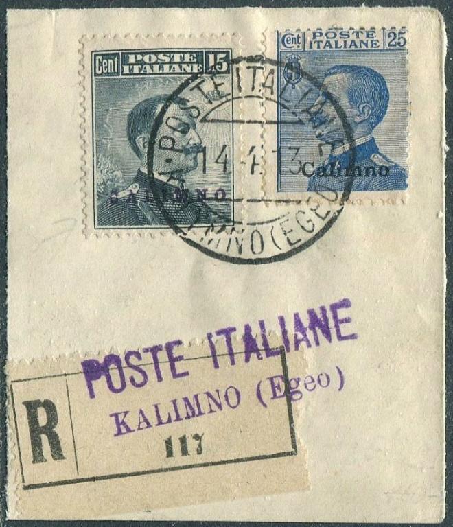 Италия 1913 ндп Calimno Калимнос Эгейские острова (архипелаг Додеканес) итальянская оккупация 15+25