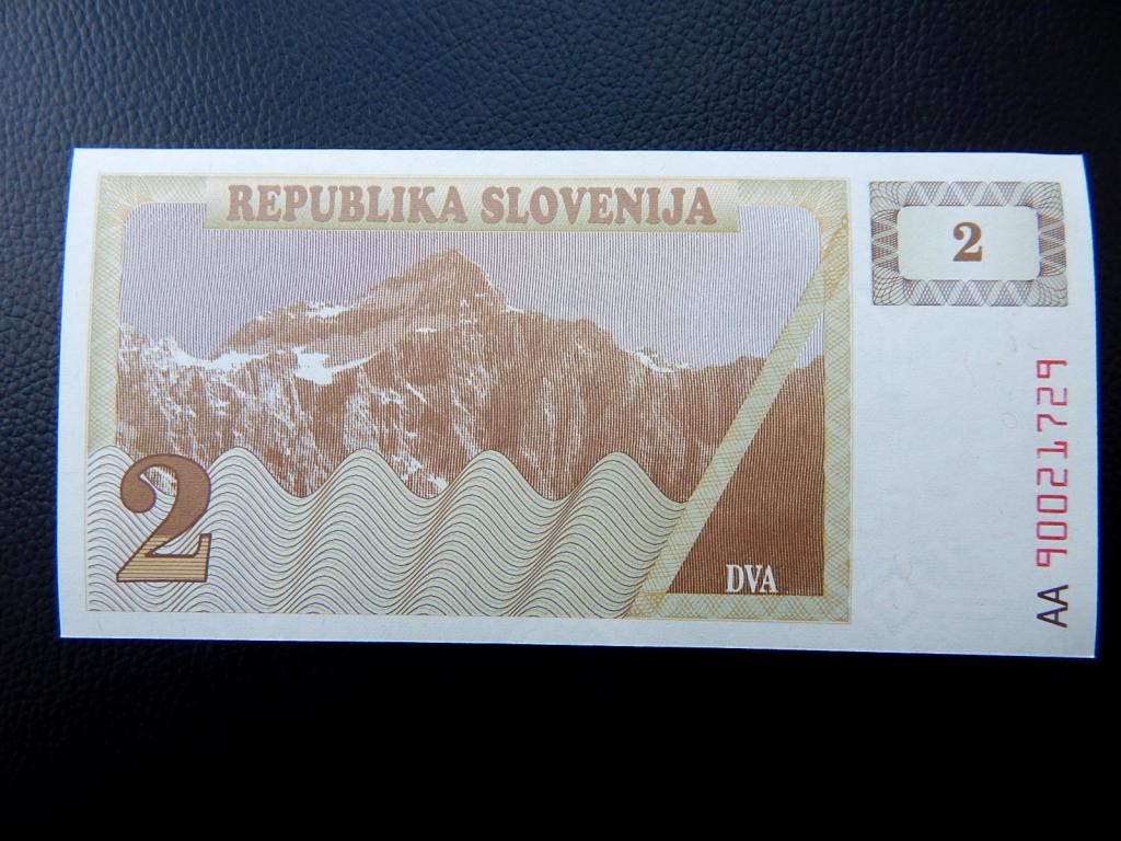 Бона 2 толара 1990 года серии "АА" Словения __aUNC__