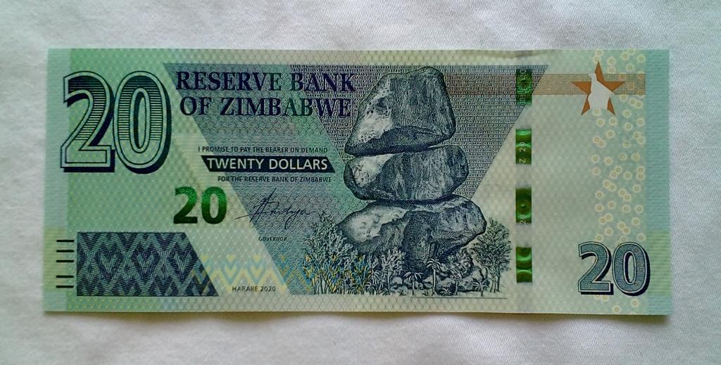 Зимбабве 20 долларов 2020 год пресс unc