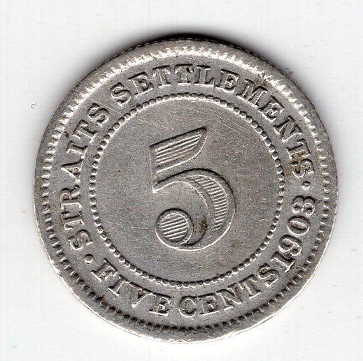 5 центов - Стрейтс-Сетлмент - 1903 - серебро 800