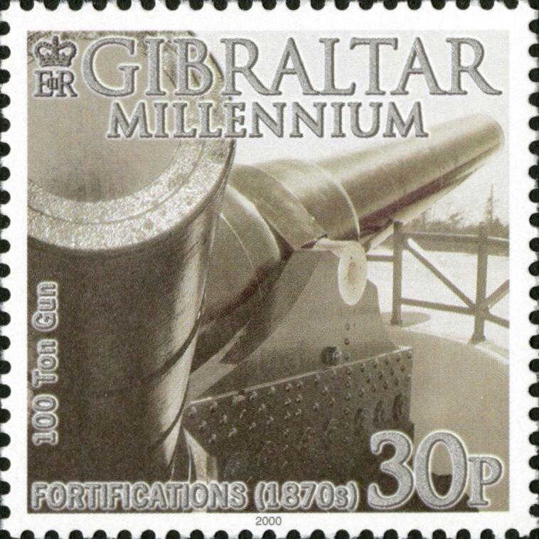 Гибралтар 2000 г.   100-тонная пушка, 1870-е гг..** Mi GI 925 ЧБН
