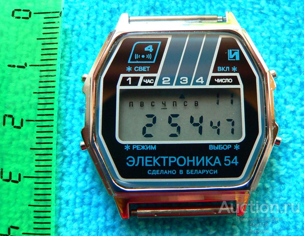 Часы наручные электронные новые рабочие Электроника 54 с паспортом Дизайн СССР