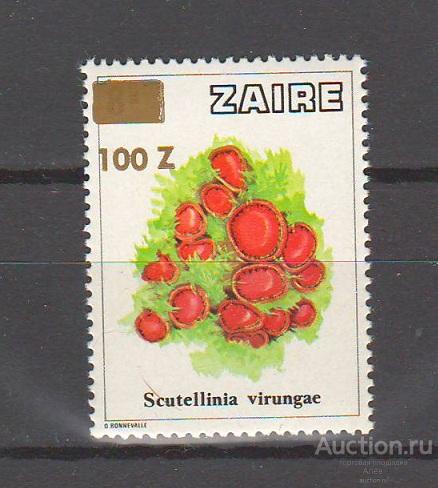 ЗАИР 1990, ФЛОРА, РАСТЕНИЯ, ЦВЕТЫ, ГРИБЫ, МАРКА НАДПЕЧАТКА MNH