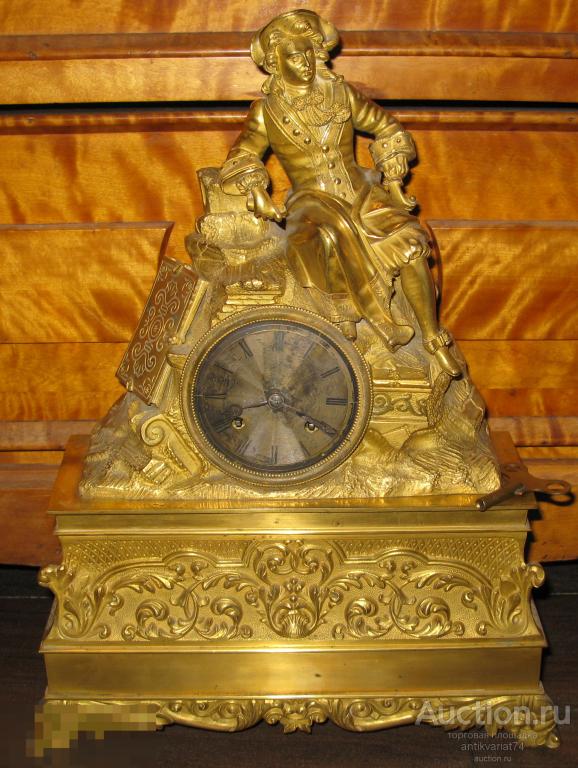 Часы каминные, бронза ,золочение, Франция, середина XIX века