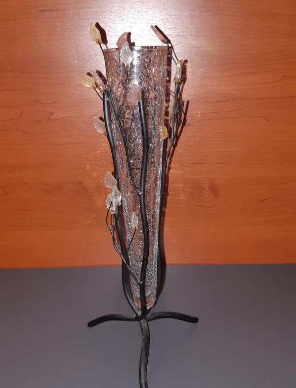 Вaза Изморозь. Lancaster Glass. Великобритания. Бесцветное прозрачное стекло с эффектом трещин
