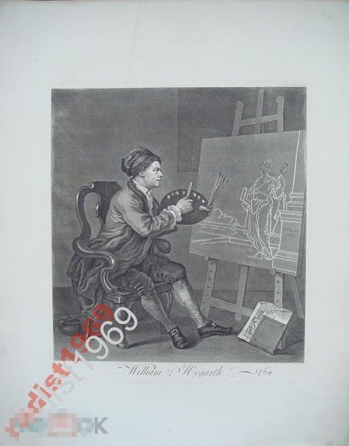 БОЛЬШОЙ ЛИСТ 1822 г. УИЛЬЯМ ХОГАРТ. АВТОПОРТРЕТ (ПОРТРЕТ) 