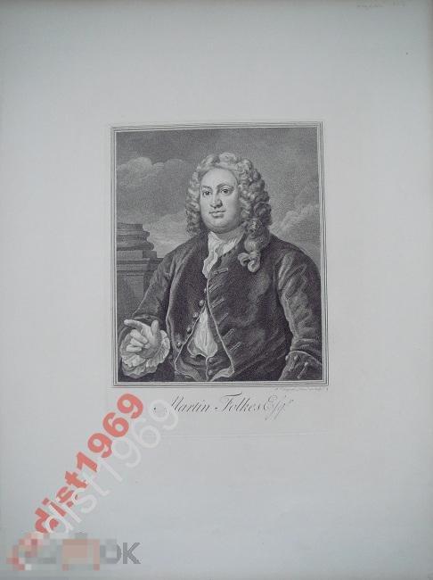 БОЛЬШОЙ ЛИСТ 1822 г ХОГАРТ. МАРТИН ФОЛЬКС, ПОРТРЕТ 