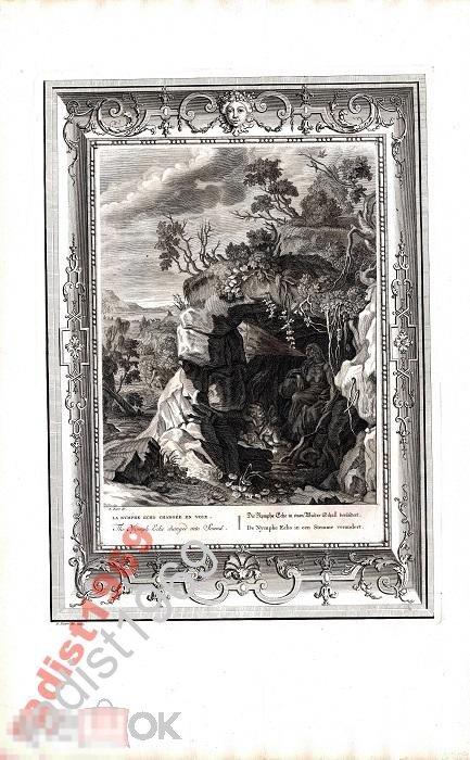 БОЛЬШОЙ ЛИСТ 1731 г. ПРЕВРАЩЕНИЕ НИМФЫ ЭХО В ГОЛОС 
