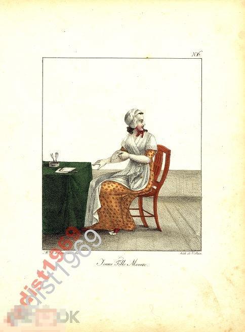 ГРАВЮРА 1821 г. МОРАВСКАЯ ДЕВУШКА. МОРАВИЯ. ЧЕХИЯ 