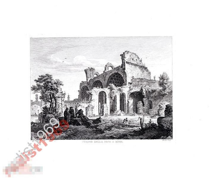 1837 г. ИТАЛИЯ. ХРАМ МИРА В РИМЕ. БУССЕ (BUSSE) 