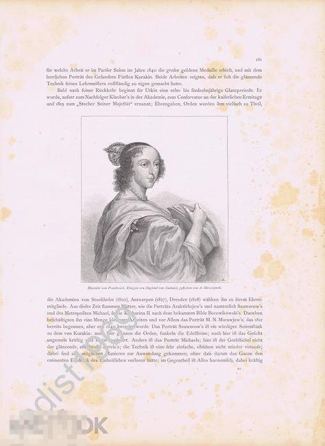 ЦИНКОГРАФИЯ 1891 г. КОРОЛЕВА АНГЛИИ ГЕНРИЕТТА МАРИЯ ФРАНЦУЗСКАЯ, ПОРТРЕТ. ОЛЕЩИНСКИЙ, ГЕМИД 