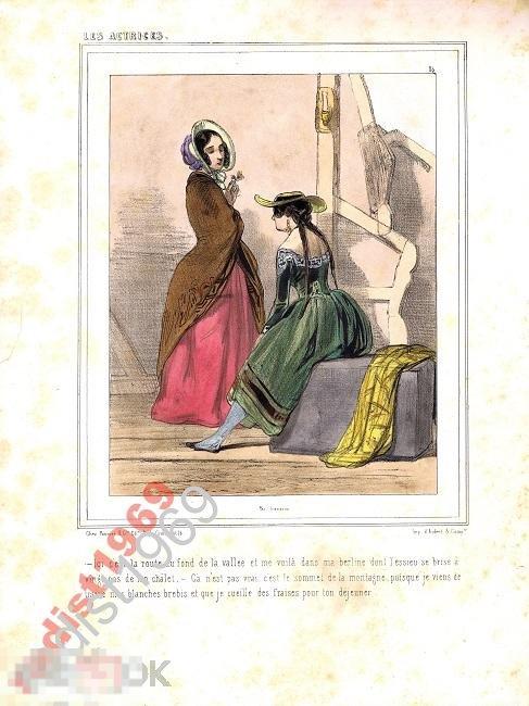ПОЛЬ ГАВАРНИ. `АКТРИСЫ`. ЛИТОГРАФИЯ, РУЧНАЯ РАСКРАСКА, 1840 г. ЕСТЬ В МУЗЕЯХ МИРА! 