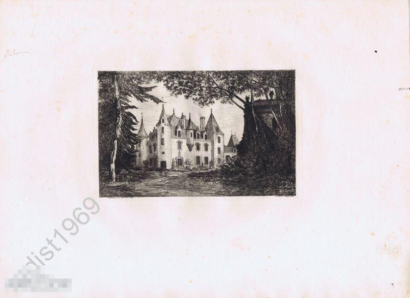 ГРАВЮРА 1872 г. ТАНКРЕД АБРАХАМ `ШАТО-ГОНТЬЕ И ОКРЕСТНОСТИ`. ФРАНЦИЯ. ЗАМОК Л'ОНСОДЬЕ 