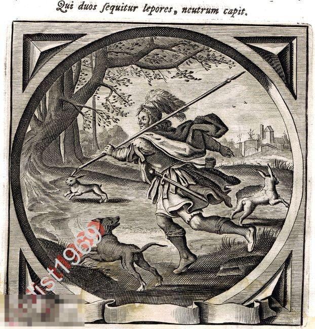 1632 (1700) г. ЗА ДВУМЯ ЗАЙЦАМИ.. ПОТРАЧЕННЫЕ ВПУСТУЮ ДЕНЬГИ. КАТС 