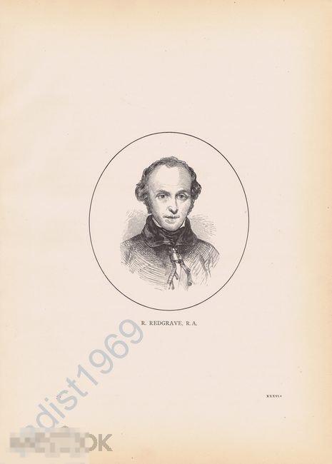ГРАВЮРА 1875 г. ХУДОЖНИК РИЧАРД РЕДГРЕЙВ, ПОРТРЕТ. ХСА 