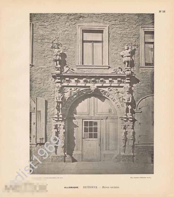 ФОТОТИПИЯ 1896 г. ГЕРМАНИЯ. ГОРОД БРАУНШВЕЙГ. СТАРЫЙ ДОМ 2. АРХИТЕКТУРА 