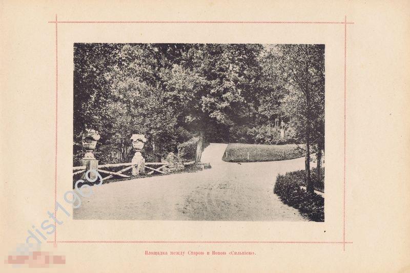 ФОТОТИПИЯ 1896 г. САНКТ-ПЕТЕРБУРГ. ПАВЛОВСК. ПЛОЩАДКА МЕЖДУ СТАРОЙ И НОВОЙ СИЛЬВИЕЙ 