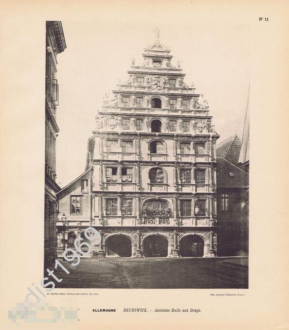 ФОТОТИПИЯ 1896 г. ГЕРМАНИЯ. ГОРОД БРАУНШВЕЙГ. СТАРЫЙ СУКОННЫЙ РЯД. АРХИТЕКТУРА 