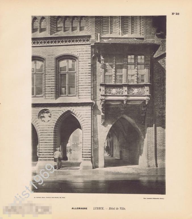ФОТОТИПИЯ 1896 г. ГЕРМАНИЯ. ГОРОД ЛЮБЕК. РАТУША. АРХИТЕКТУРА 