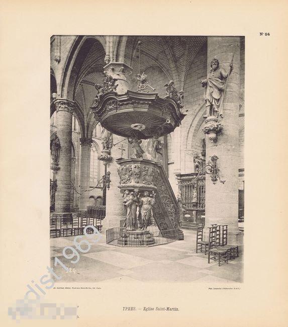 ФОТОТИПИЯ 1896 г. БЕЛЬГИЯ. ГОРОД ИПР. ЦЕРКОВЬ СЕН-МАРТЕН. АРХИТЕКТУРА 