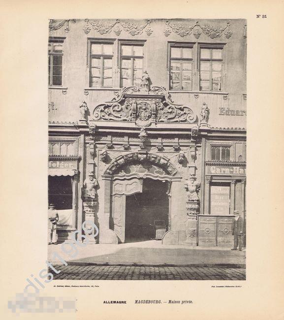 ФОТОТИПИЯ 1896 г. ГЕРМАНИЯ. ГОРОД МАГДЕБУРГ. ЧАСТНЫЙ ДОМ. АРХИТЕКТУРА 