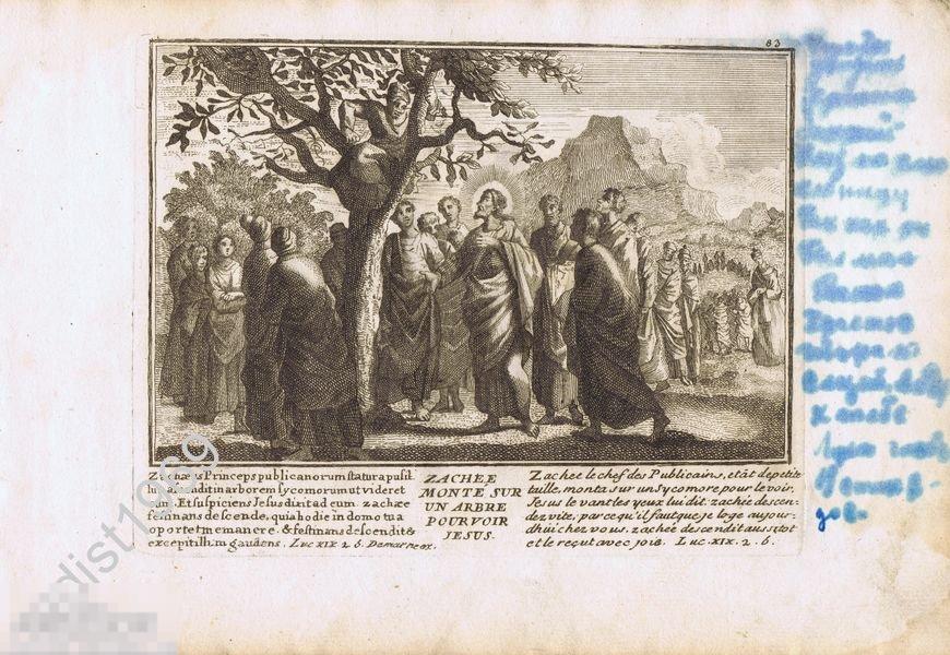 РЕЗЦОВАЯ ГРАВЮРА 1730 г. БИБЛИЯ. НОВЫЙ ЗАВЕТ. МЫТАРЬ ЗАКХЕЙ 