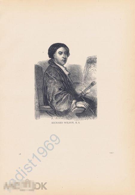 ГРАВЮРА 1875 г. ХУДОЖНИК РИЧАРД УИЛСОН, ПОРТРЕТ. ХСА 