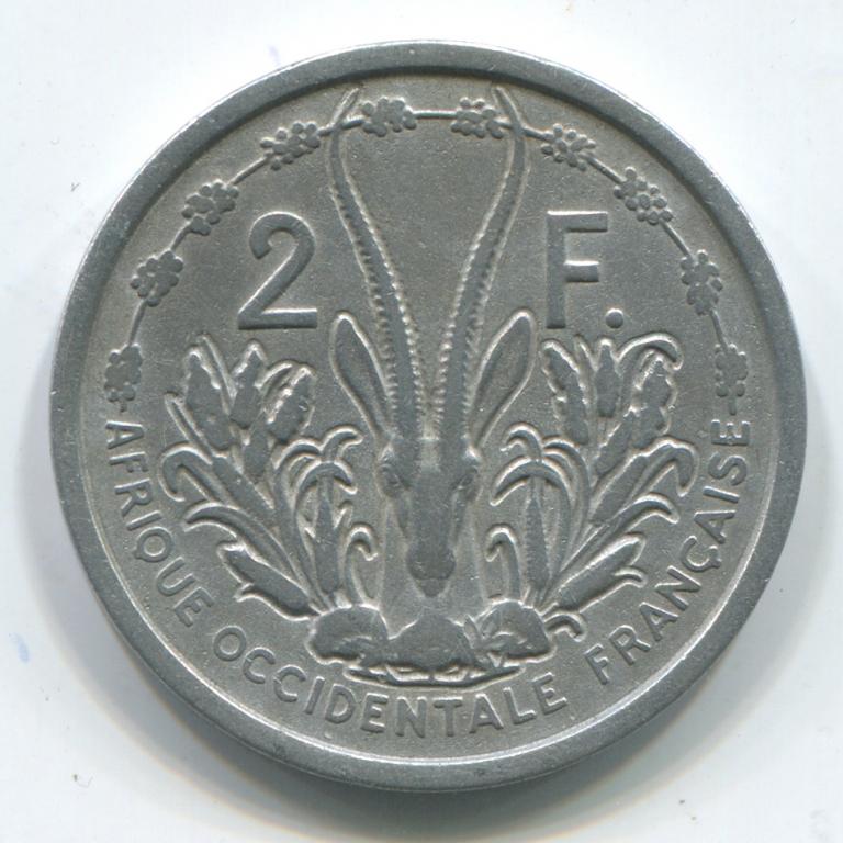 ФРАНЦУЗСКАЯ ЗАПАДНАЯ АФРИКА 2 ФРАНКА 1948 VF