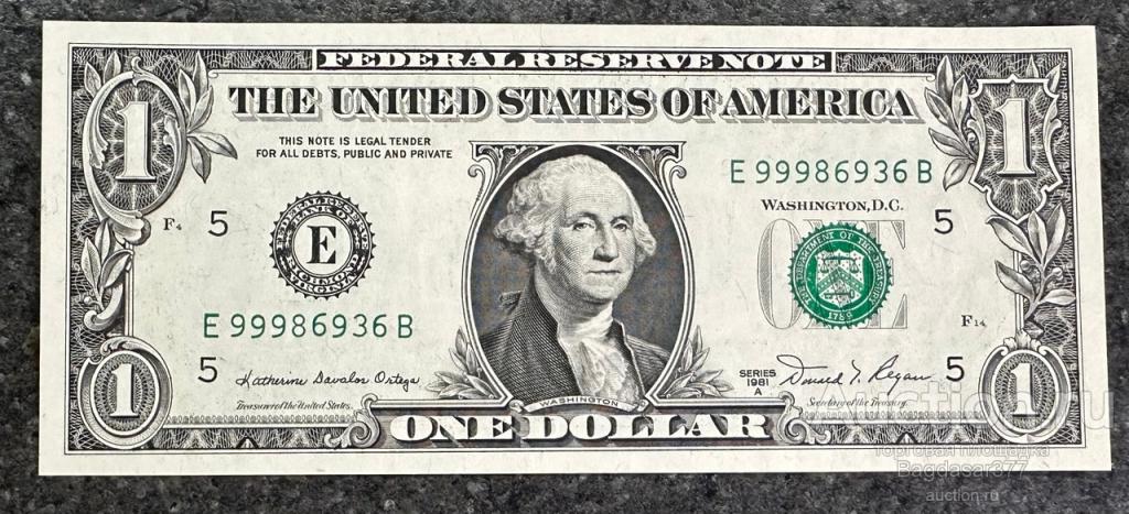 США 1 ДОЛЛАР 1981 A  5E(РИЧМОНД)  БЛОК E-B  'UNC!!!' (см.фото)