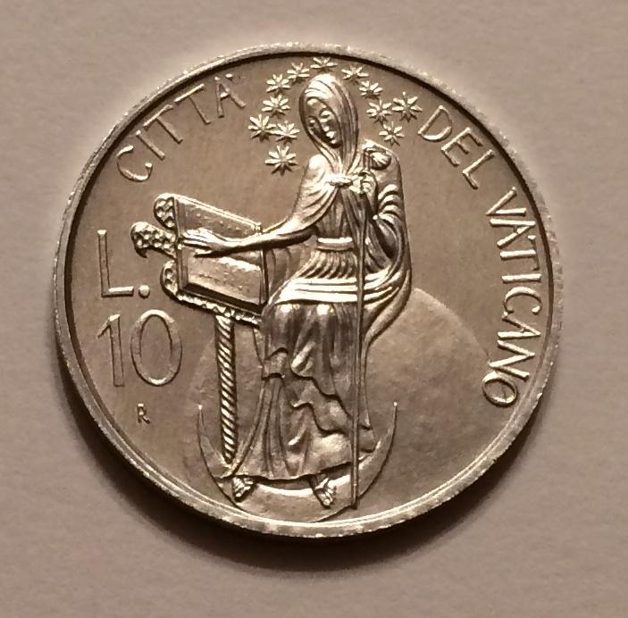 ВАТИКАН 10 ЛИР 1986 ИОАНН ПАВЕЛ II ДЕВА МАРИЯ XF+/UNC