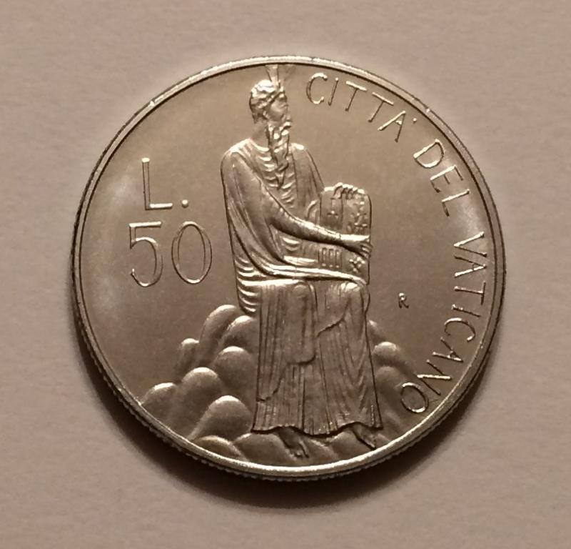 ВАТИКАН 50 ЛИР 1986 ИОАНН ПАВЕЛ II МОИСЕЙ UNC