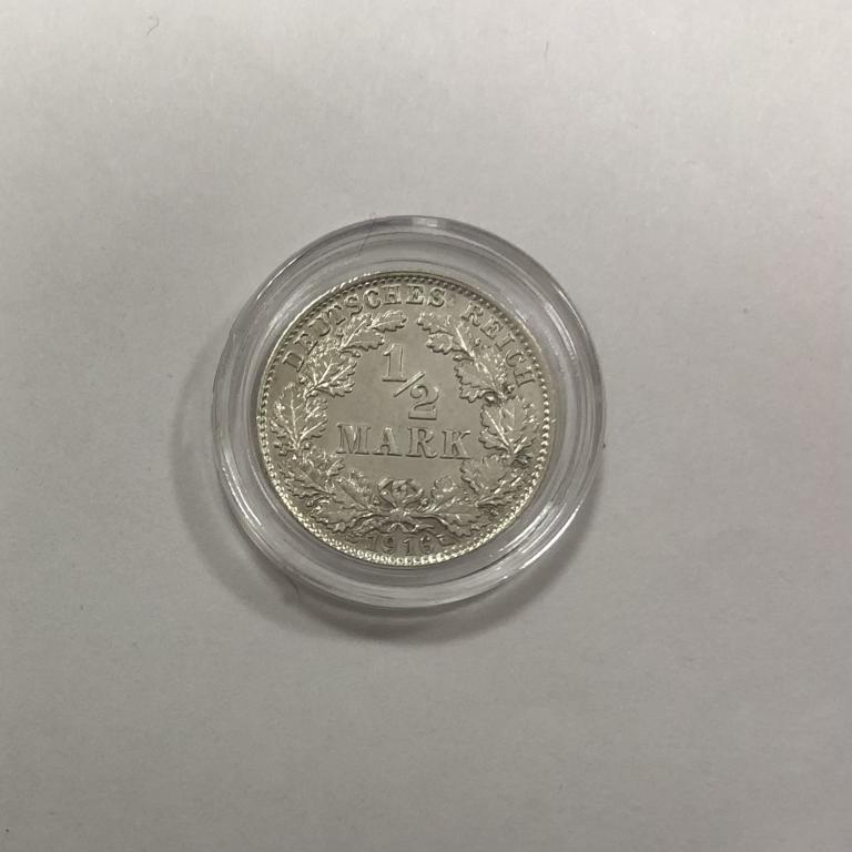 Германия 1/2 марки 1916 СЕРЕБРО