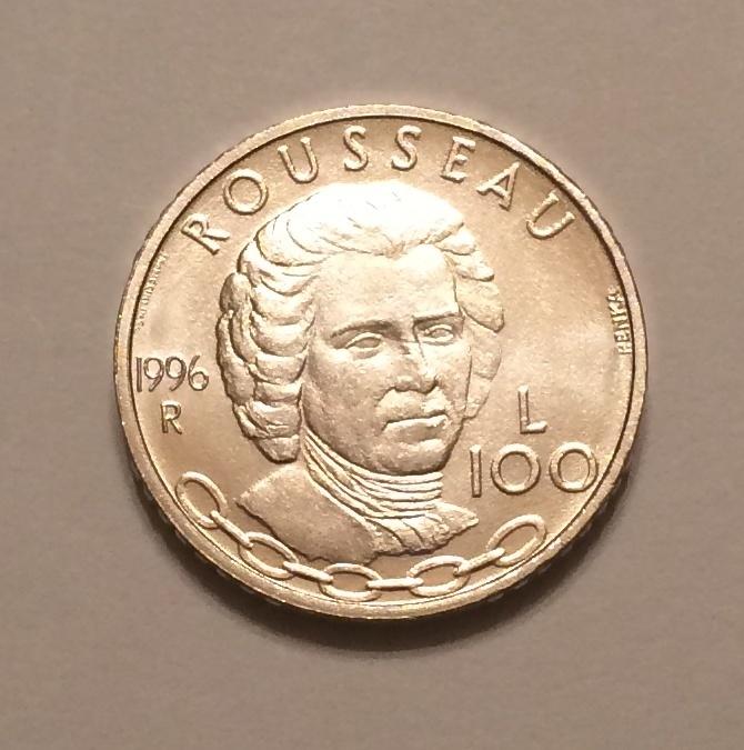 САН-МАРИНО 100 ЛИР 1996 ЖАН-ЖАК РУССО UNC