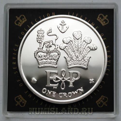 Фолклендские Острова 1 крона 2011  PROOF Елизавета и Филипп серебро