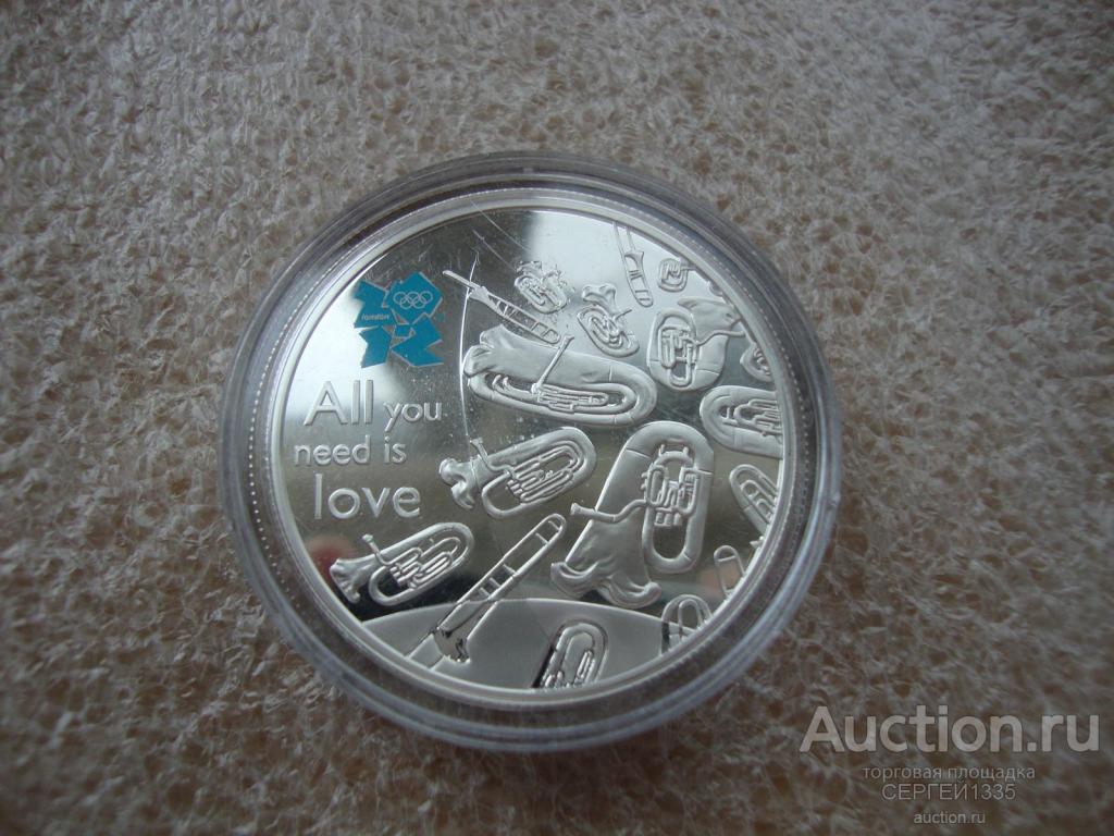 Великобритания 5 фунтов 2010 Британская музыка Трубы Олимпиада Лондон 2012 СЕРЕБРО