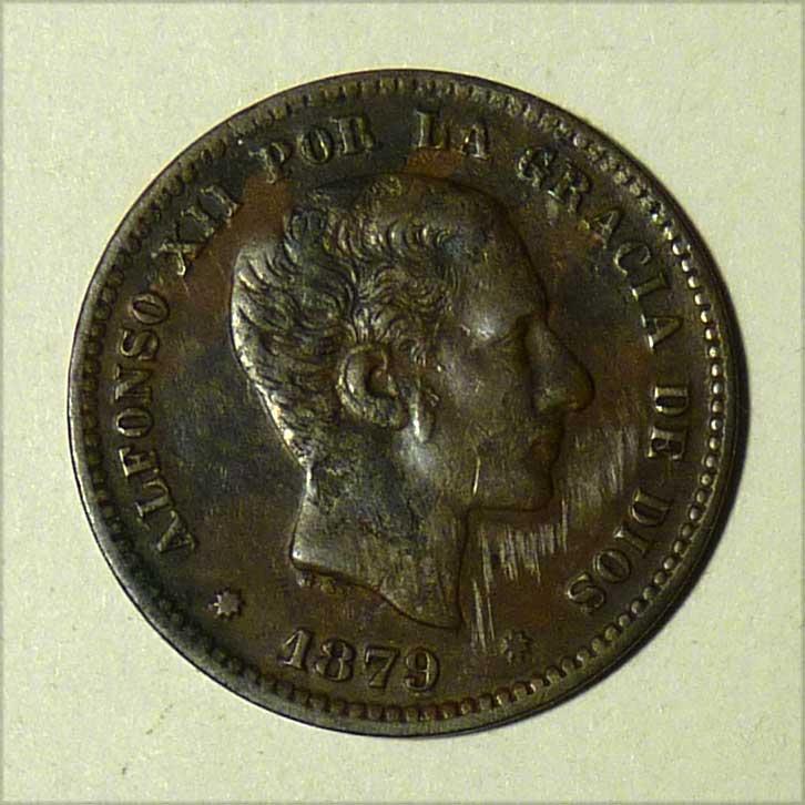 Испания 5 сентимо 1879 года