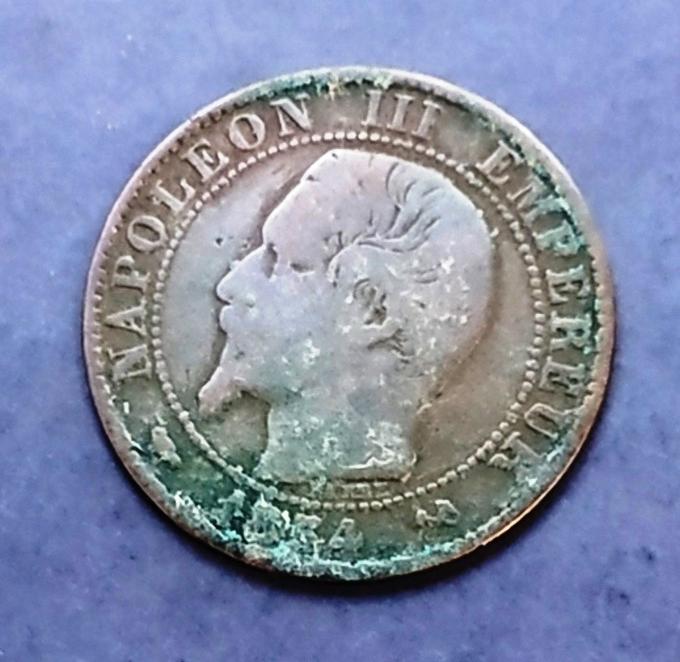 Франция 1854 год 5 сантимов В (Руан) Наполеон III