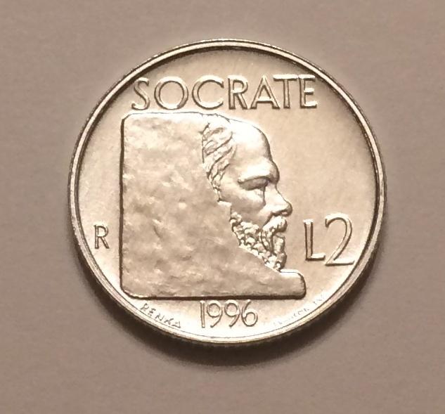 САН-МАРИНО 2 ЛИРЫ 1996 СОКРАТ UNC