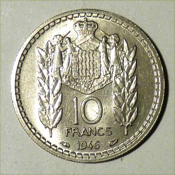 Монако 10 франков 1946 года
