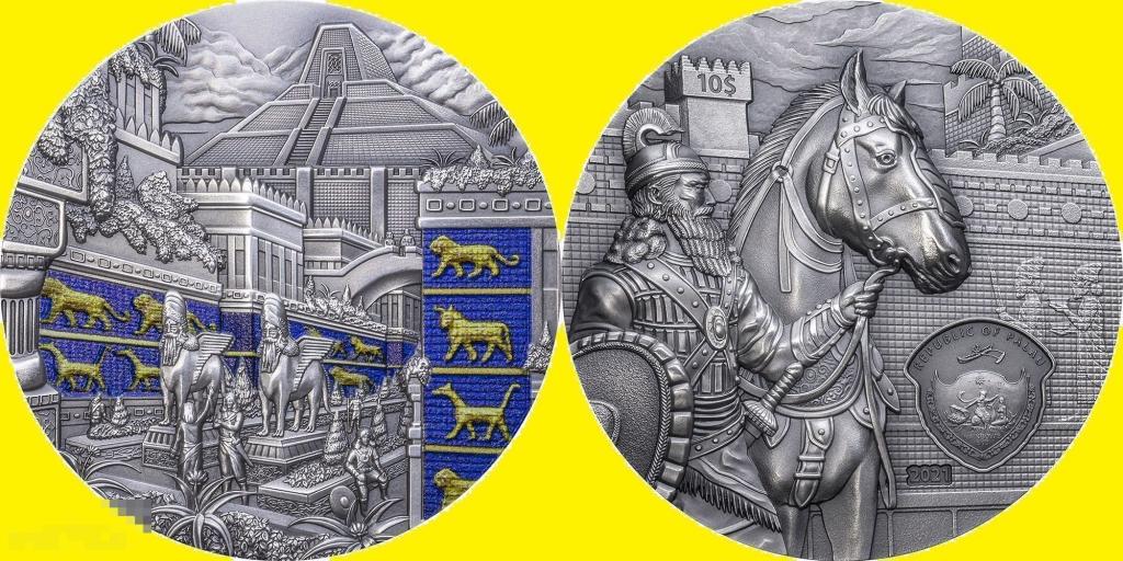 * Палау 10 долларов 2021 Цивилизация Вавилона * Серия 'Потерянные Цивилизации' * Серебро 2 oz * RARE