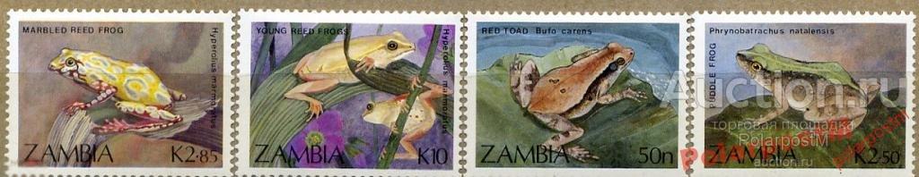 зАМБИЯ 1989 №470-473 ЛЯГУШКИ 